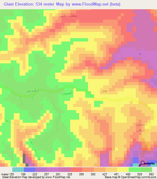 Glaet,Oman Elevation Map