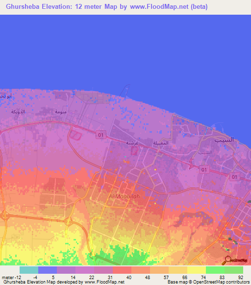 Ghursheba,Oman Elevation Map