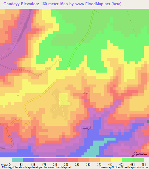 Ghudayy,Oman Elevation Map