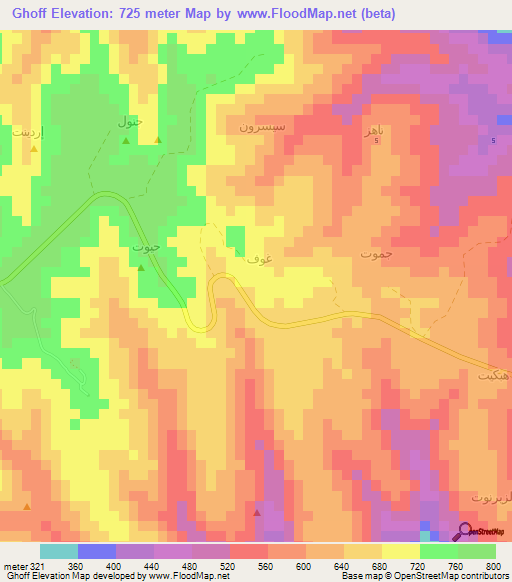 Ghoff,Oman Elevation Map