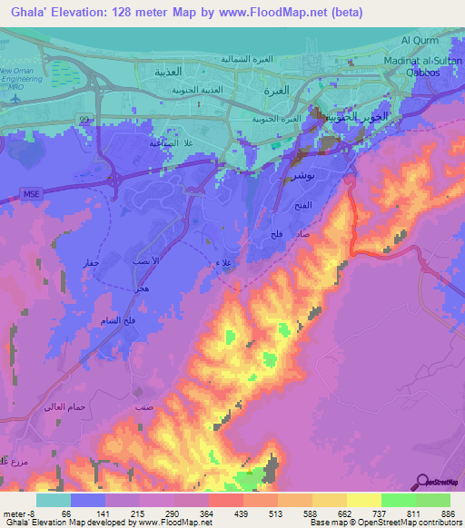 Ghala',Oman Elevation Map