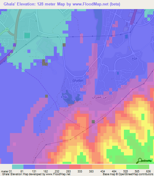 Ghala',Oman Elevation Map