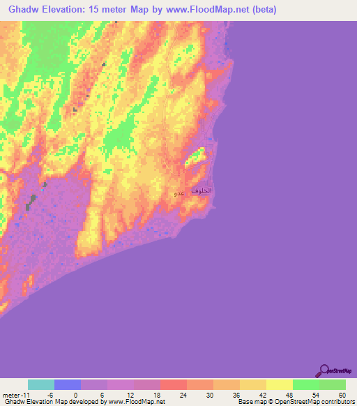 Ghadw,Oman Elevation Map