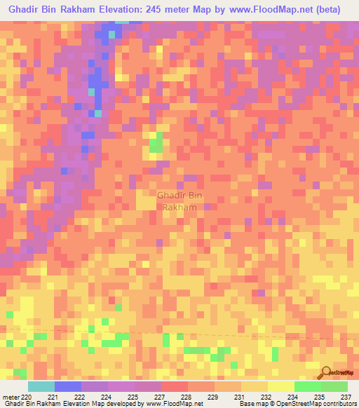 Ghadir Bin Rakham,Oman Elevation Map