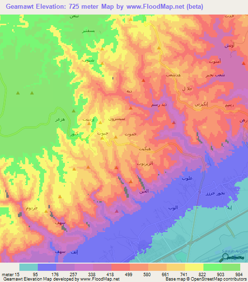 Geamawt,Oman Elevation Map