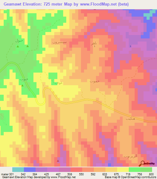 Geamawt,Oman Elevation Map