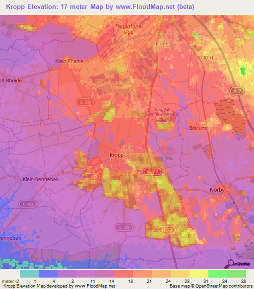 Kropp,Germany Elevation Map