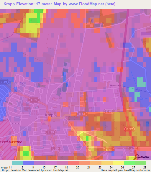 Kropp,Germany Elevation Map