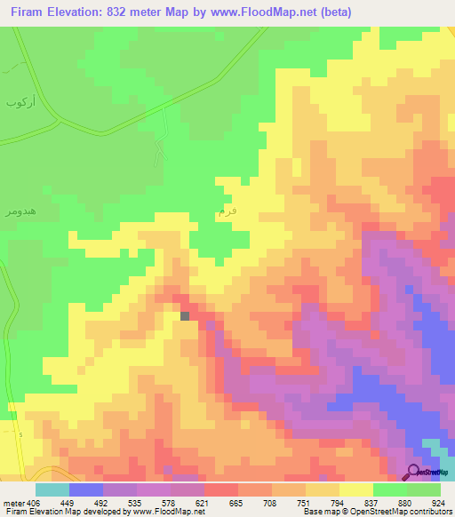 Firam,Oman Elevation Map