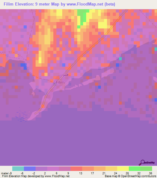 Filim,Oman Elevation Map