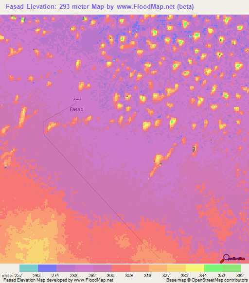 Fasad,Oman Elevation Map