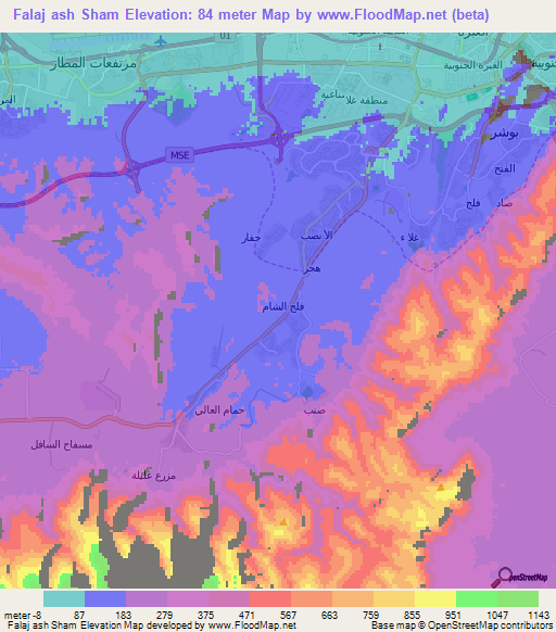 Falaj ash Sham,Oman Elevation Map