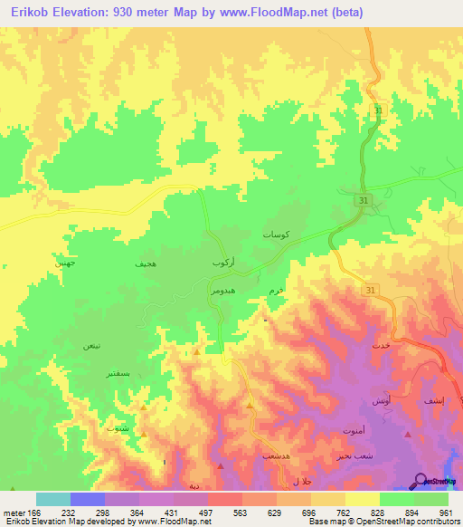 Erikob,Oman Elevation Map