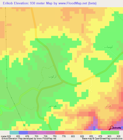 Erikob,Oman Elevation Map