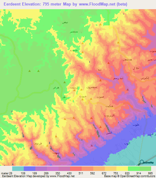 Eerdeent,Oman Elevation Map