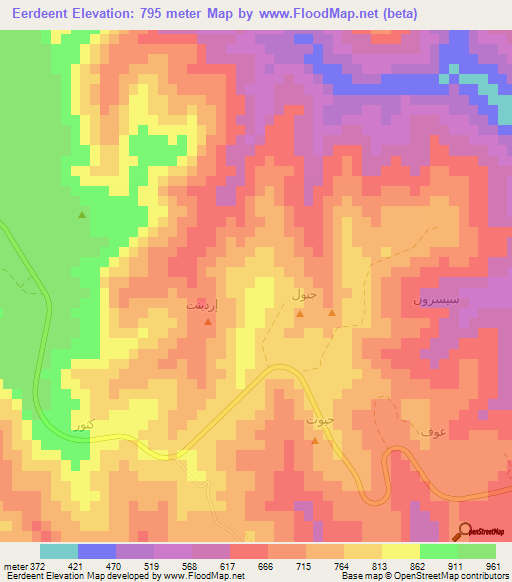 Eerdeent,Oman Elevation Map