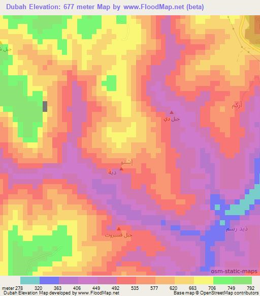 Dubah,Oman Elevation Map