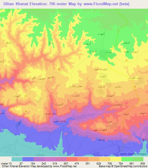 Dihan Khanat,Oman Elevation Map