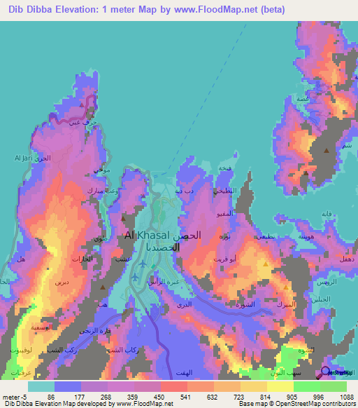 Dib Dibba,Oman Elevation Map