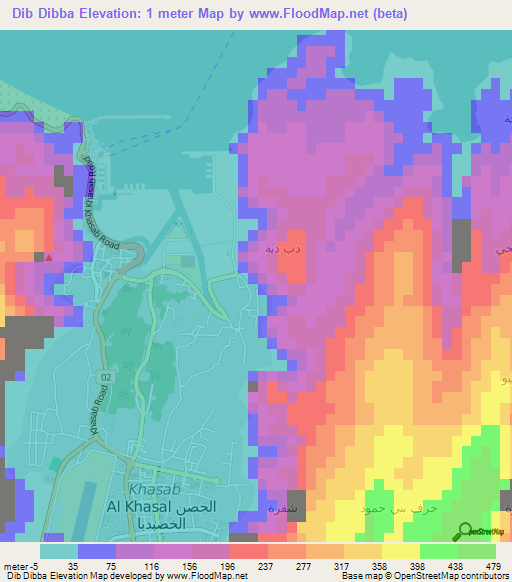 Dib Dibba,Oman Elevation Map