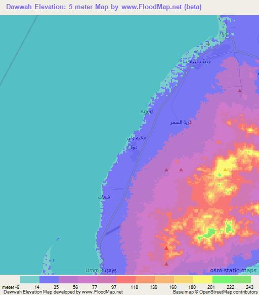 Dawwah,Oman Elevation Map