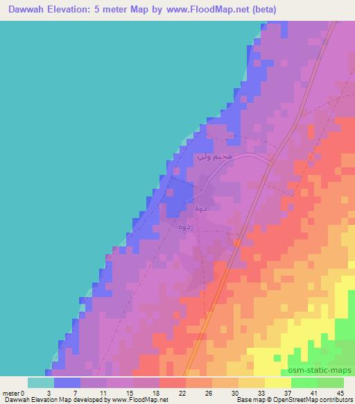 Dawwah,Oman Elevation Map