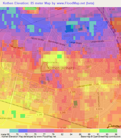 Kothen,Germany Elevation Map