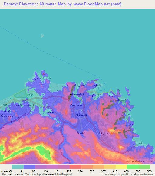 Darsayt,Oman Elevation Map