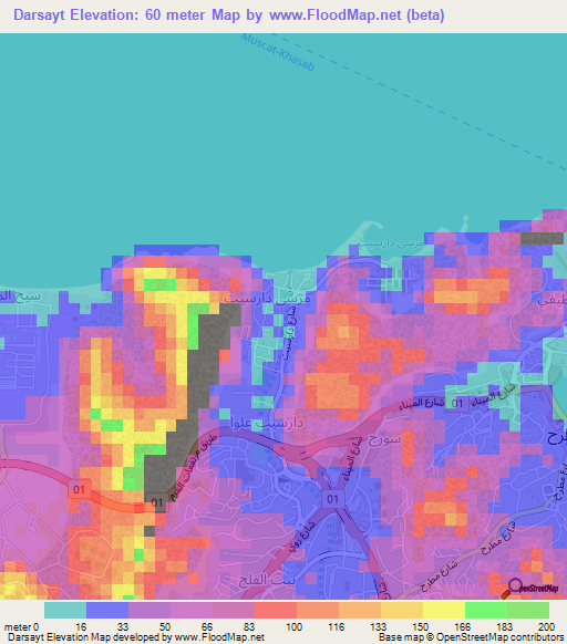 Darsayt,Oman Elevation Map