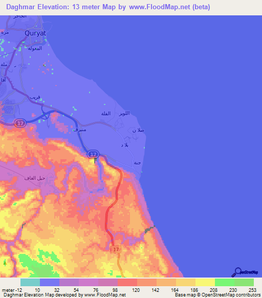 Daghmar,Oman Elevation Map