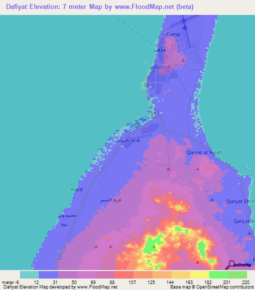 Dafiyat,Oman Elevation Map