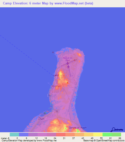 Camp,Oman Elevation Map