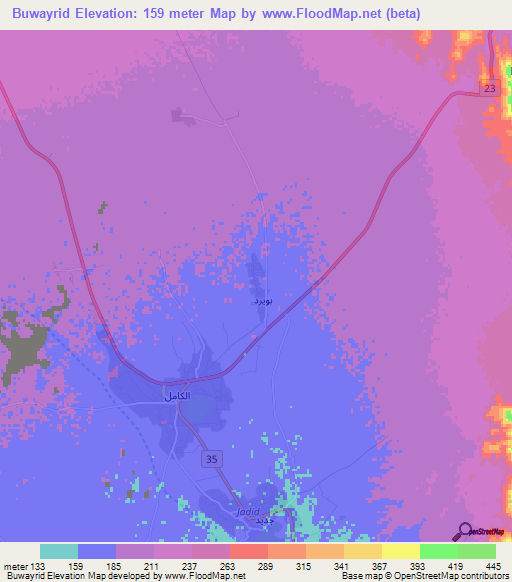 Buwayrid,Oman Elevation Map