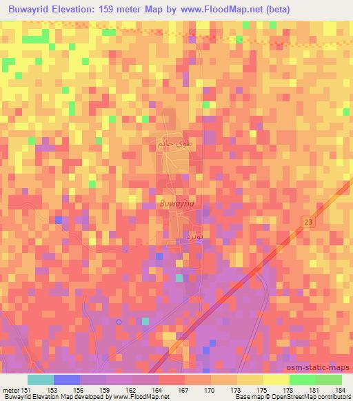 Buwayrid,Oman Elevation Map