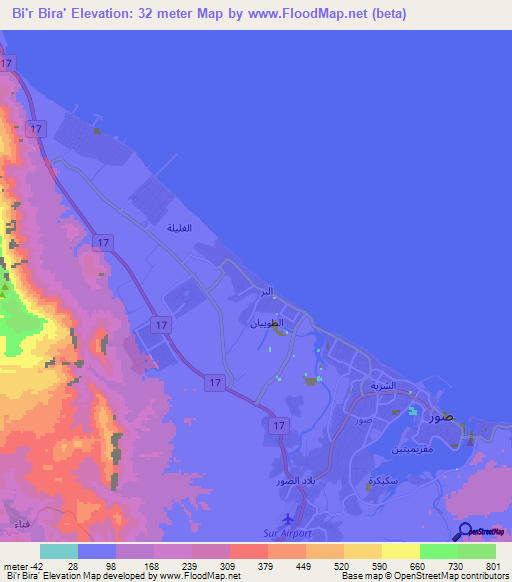 Bi'r Bira',Oman Elevation Map