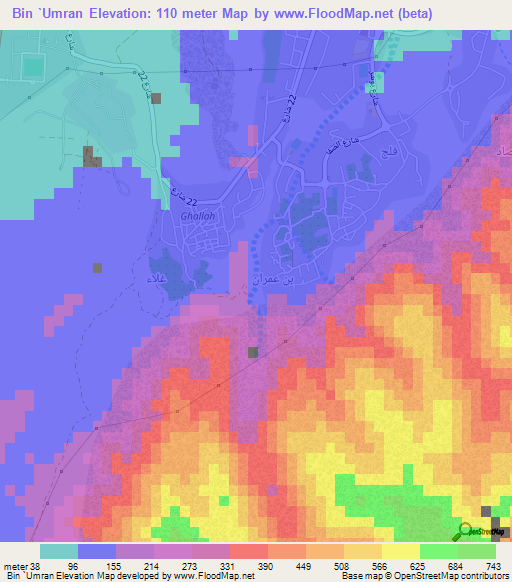 Bin `Umran,Oman Elevation Map