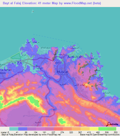 Bayt al Falaj,Oman Elevation Map