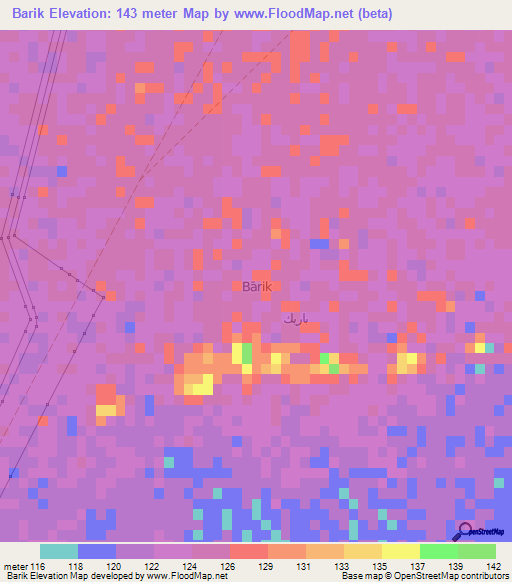 Barik,Oman Elevation Map