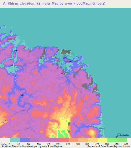 Al Khiran,Oman Elevation Map