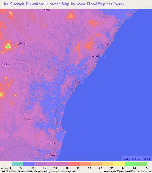 As Suwayh,Oman Elevation Map