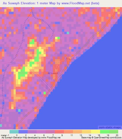 As Suwayh,Oman Elevation Map