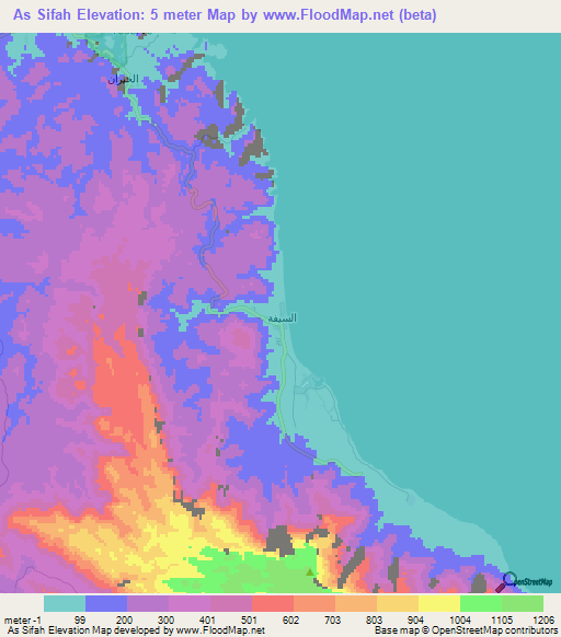 As Sifah,Oman Elevation Map