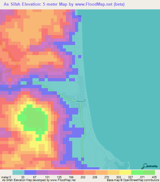 As Sifah,Oman Elevation Map