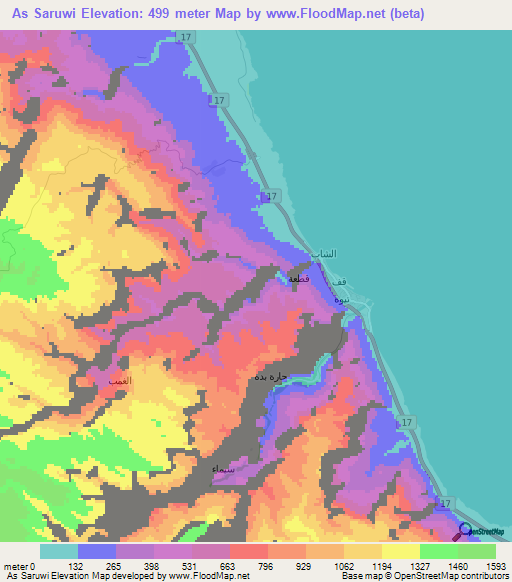 As Saruwi,Oman Elevation Map