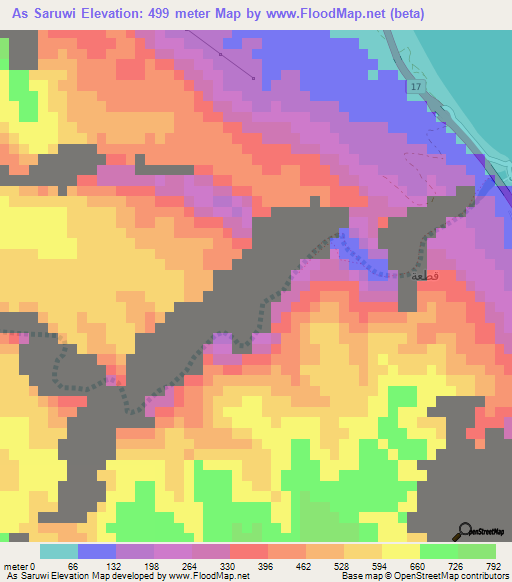 As Saruwi,Oman Elevation Map