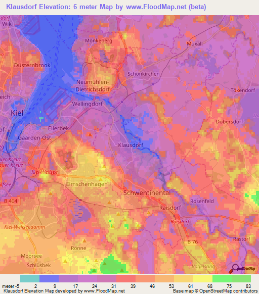 Klausdorf,Germany Elevation Map