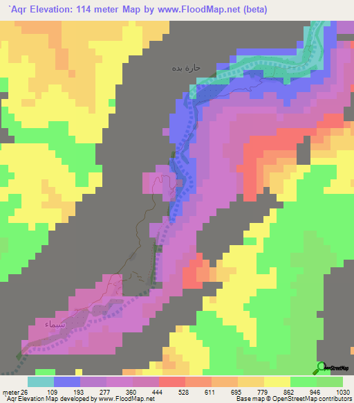 `Aqr,Oman Elevation Map