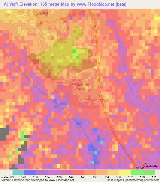 Al Wafi,Oman Elevation Map