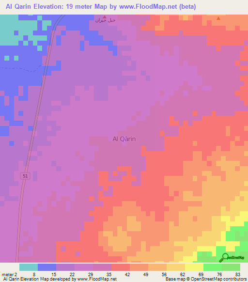 Al Qarin,Oman Elevation Map