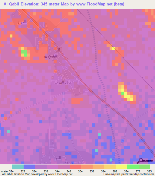 Al Qabil,Oman Elevation Map